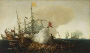 Cornelis Hendriksz Vroom Spanish Men-of-War Engaging Barbary Corsairs Germany oil painting artist